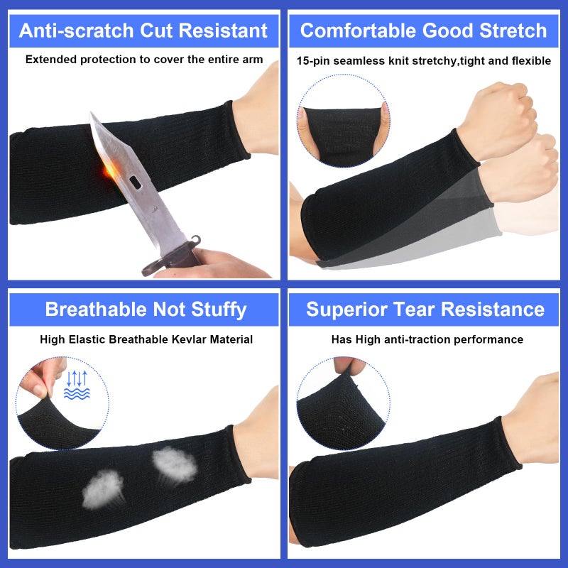 Sintege 3 Pairs Arm Protectors for Thin Skin and Bruising Cut Resistant Forearm Sleeve Level 5 Arm Burn Protection Sleeve (Black 9.8 Inch) - Image 4